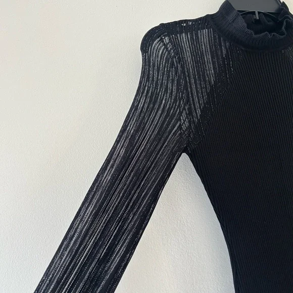 NWT Dylan Ryan Elegant Black Sheer Sleeve Dress - Picture 4 of 12